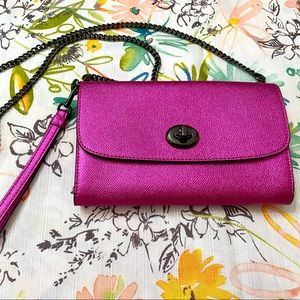 COACH METALLIC PINK CROSSBODY/WRISTLET